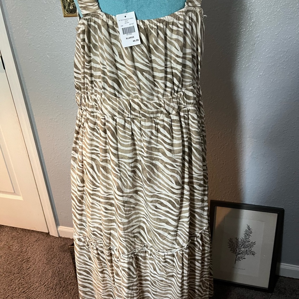 Nwt Cactus +Pearl Zebra Print Maxi Dress - Tan and White XL